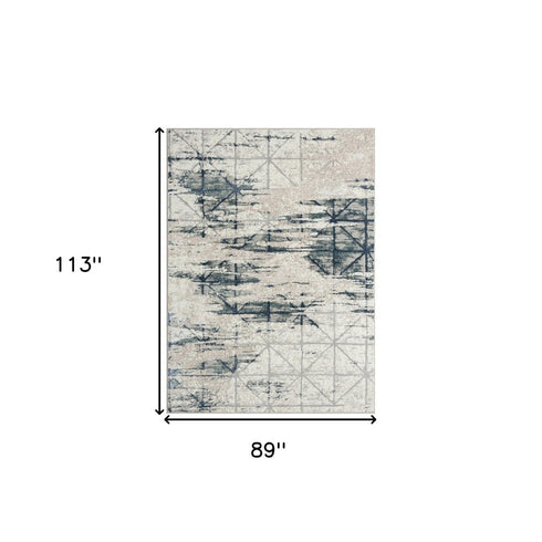5' X 7' Blue Abstract Stain Resistant Area Rug